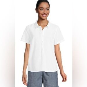 LL BEAN Women's Vacationland Seersucker Shirt, Short-Sleeve Popover Stripe 2X